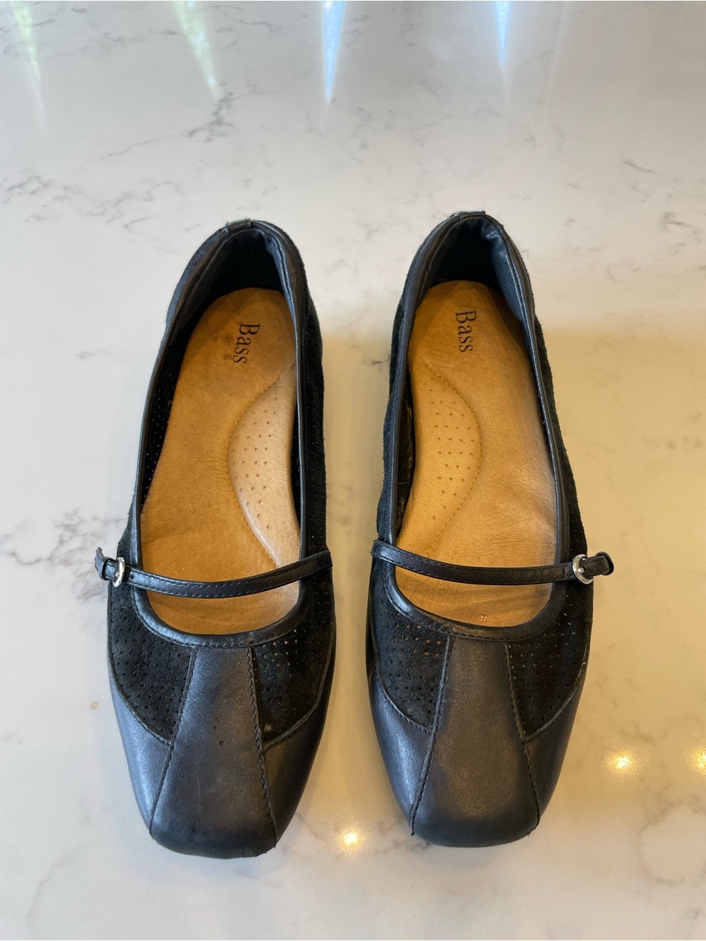 Bass Ballet Sneakers Black leather and perforated suede